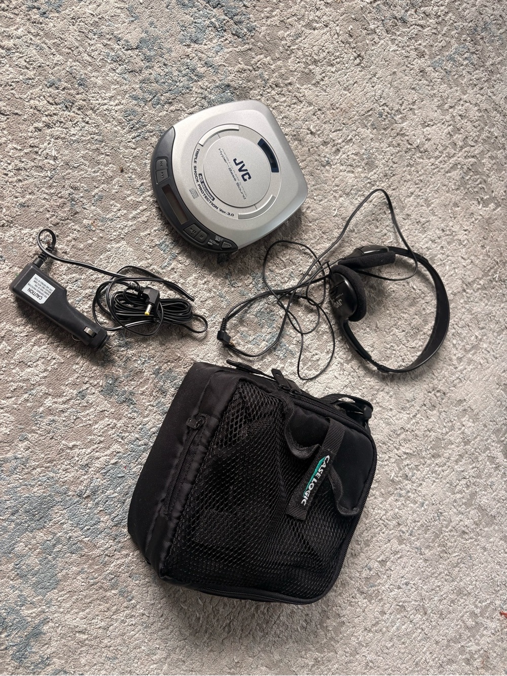 JVC Silver Portable CD Player with Headphones and Carry Case